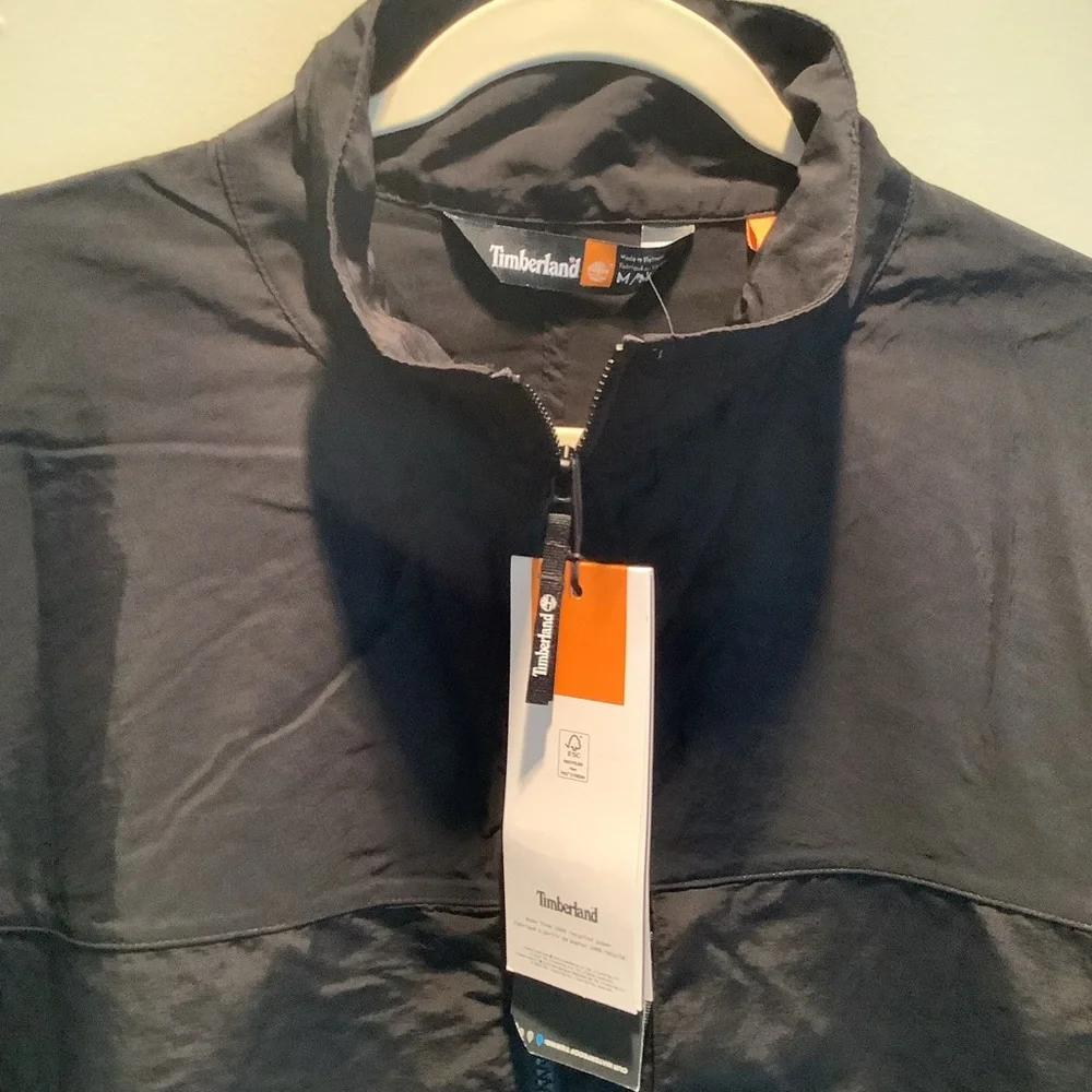 NWT Timberland Men Black Waterproof Packable Quarter Zip Pullover Jacket Sz Med